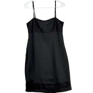 Kathie Lee Collection Vintage 90s Black Side Zip Slip Dress Women 10